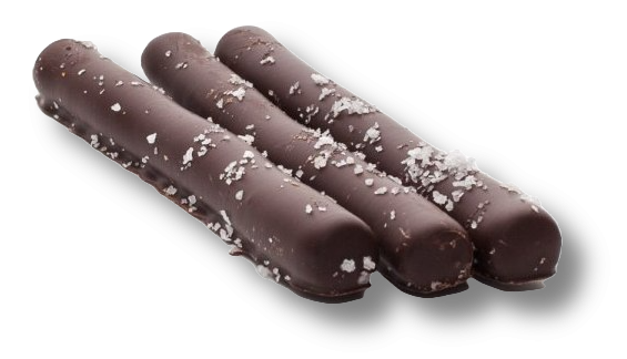 Schokoladen-Lakritz-Sticks mit Meersalz